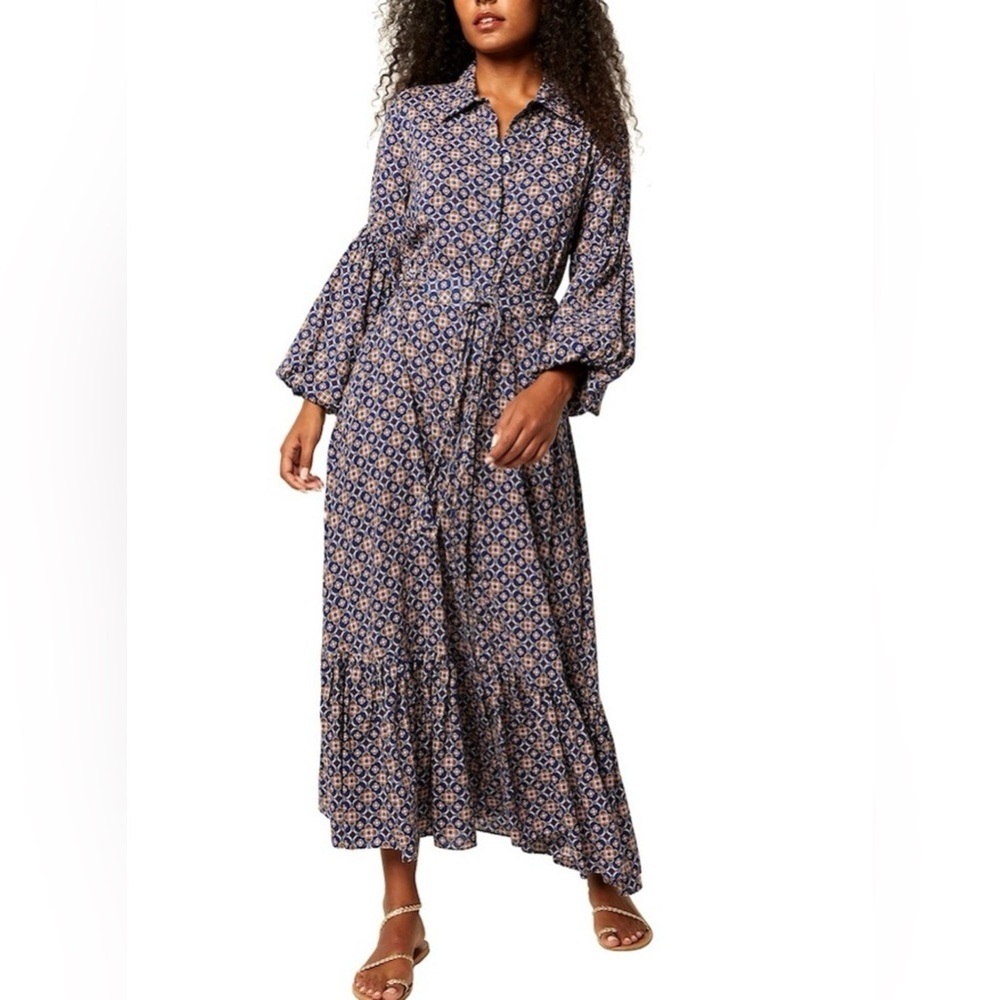 Misa Los Angeles Navy Floral Long Sleeve Dress - Picture 3 of 11